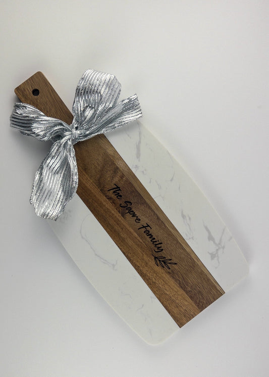 Personalized Marble Wood Charcuterie Board