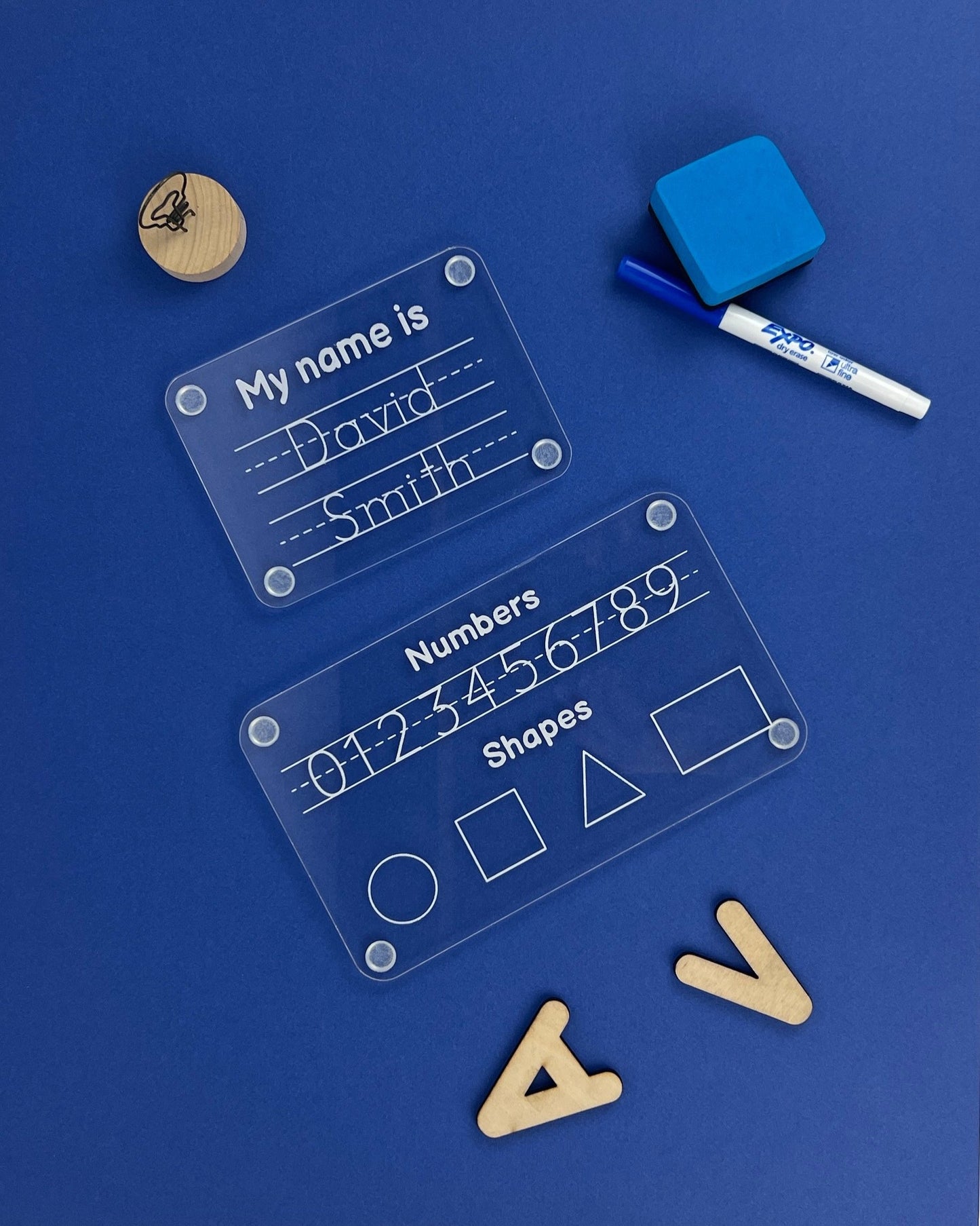 Dry Erasable Numbers, Shapes and Personalized Name Tracing Set